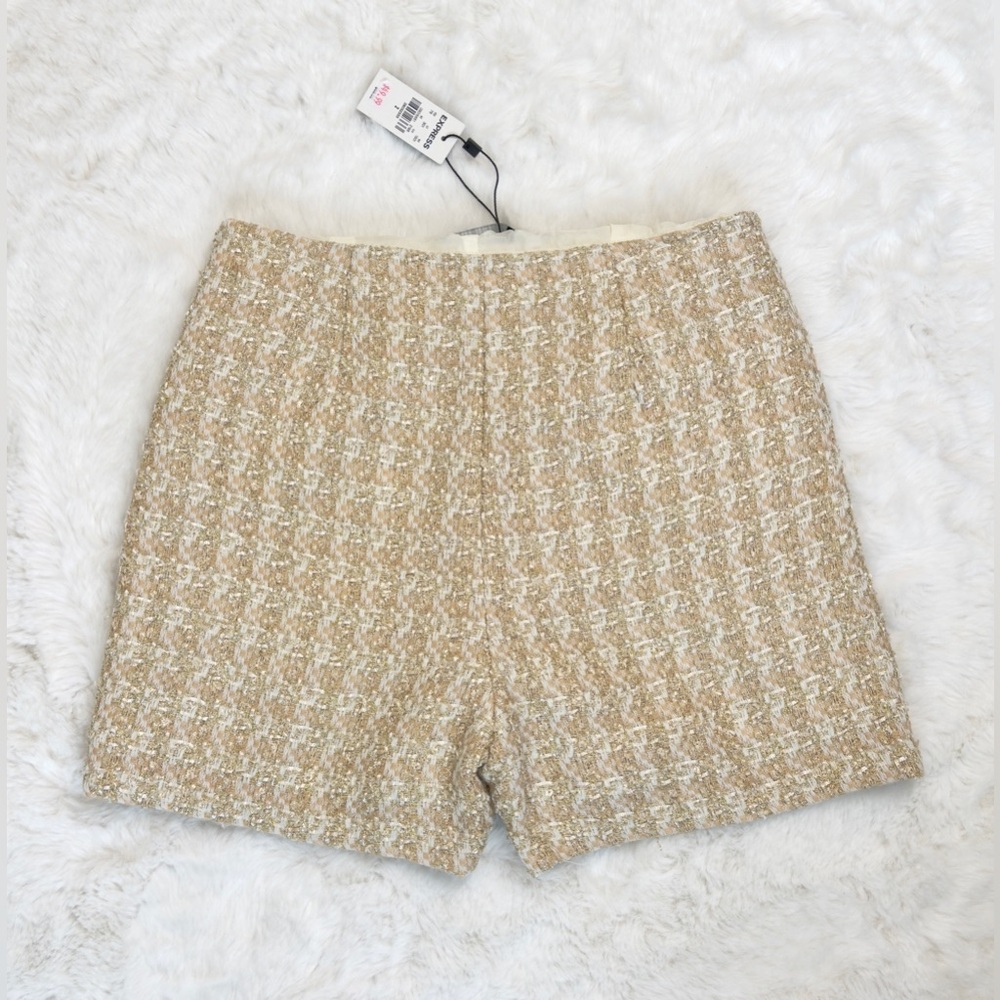 NWT Express High-Waist Metallic Tweed Shorts